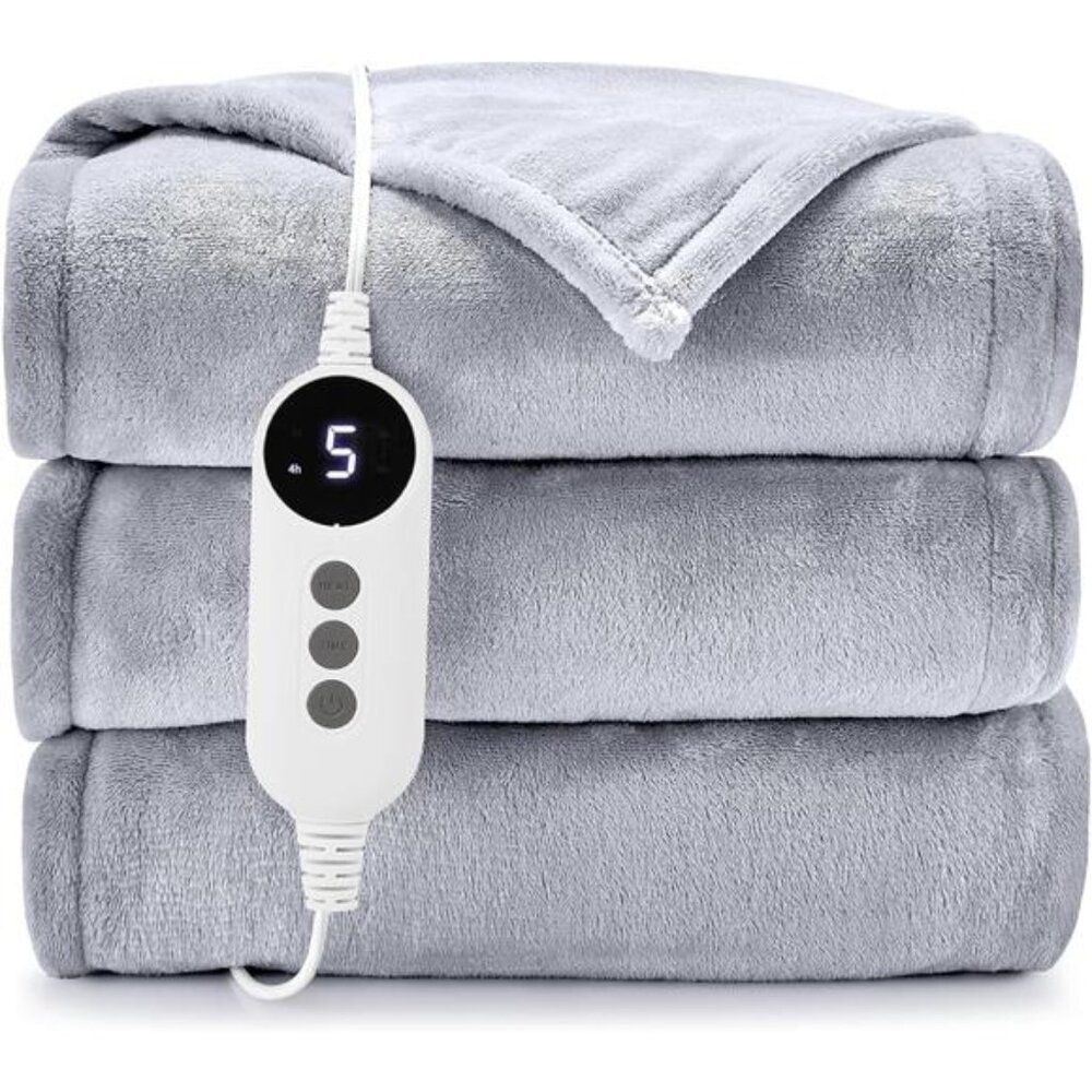 Heated Electric Blanket Throw, 2-Layer Cozy Warm Flannel 50" x 60",